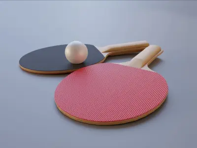 Table Tennis Racket and Ball Low-poly 3D model