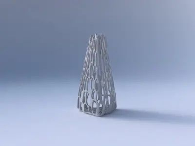 Vase puffy tipped triangle with cracked organic lattice 3D print model purchase