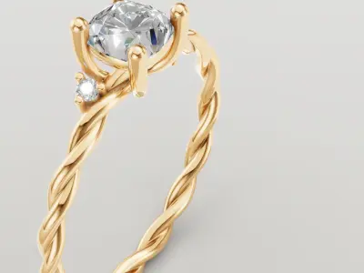 Solitaire ring with braided hoop Free 3D print model