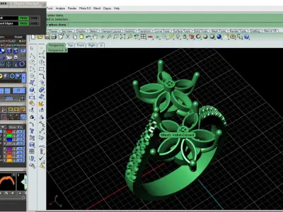Two flower gem ring 3D print model