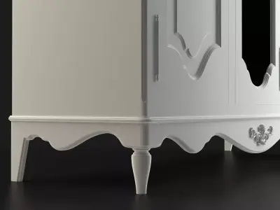 Antique-Style Three-Door Armoire 3D model