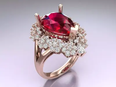 Pear Stone Ring - Womens Rings - N727055 3D print model