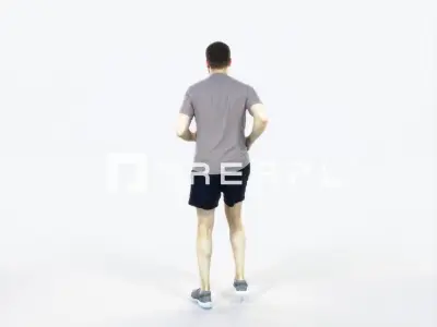 Portrait 07J Running Jogging Football Sports Man Low-poly 3D model