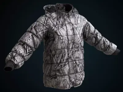 Snowboarding winter jacket Low-poly 3D model