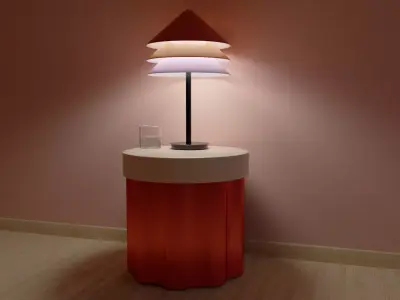 bedside table and lamp 3D model