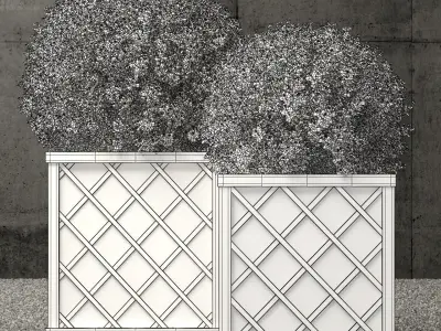 Restoration Hardware weathered steel lattice planters 3D model