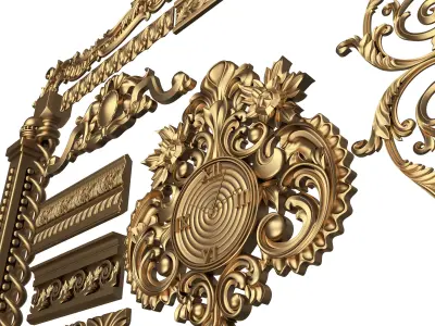 Collection of 16 Classic Carvings 02 Low-poly 3D model