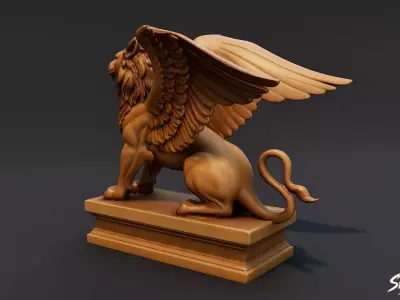 Lion Statue V11 Low-poly 3D model