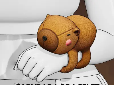 Capybara Plushie Bracelet Cartoon Chibi Low-poly 3D model