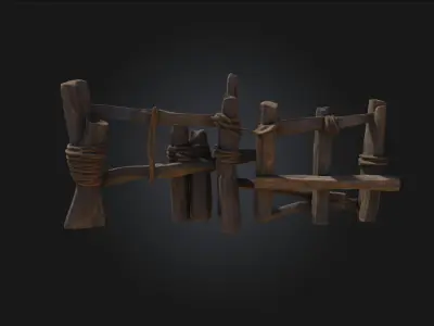 Rustic Wooden Fence  Simple Craftsmanship for Natural  3D model
