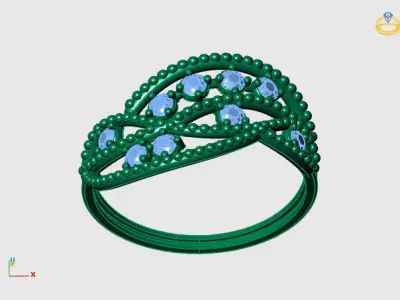 Women Ring Diamond Stone STL 3DM Lightweight Printable 3D print model 32