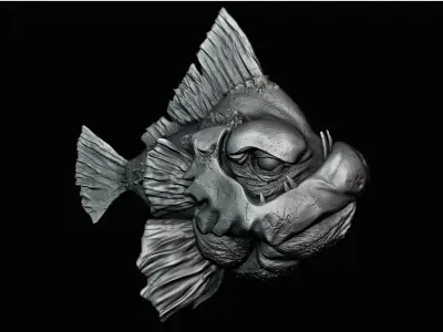3d fish sculpture for  3d printing 3D print model