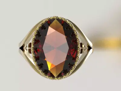 Open Band Solitaire with Crown Setting model gr0175 3D print model