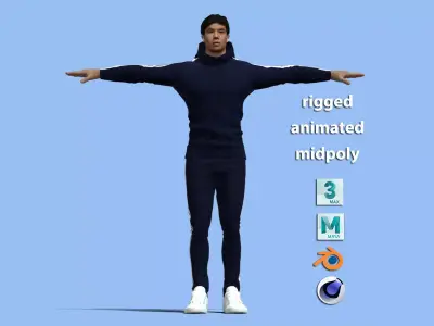 T-Pose Rigged Sport man 3D model
