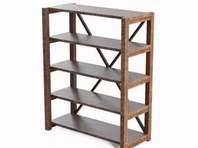 Wide Pottery Shelf B 01 Low-poly 3D model