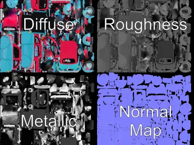 Vintage Compact Car D Model Pack Low-poly 3D model