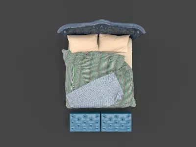Tufted Luxury Bed 3D model