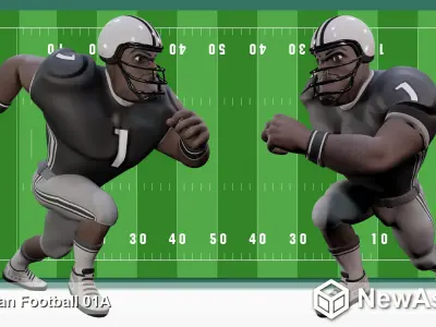 American Football Touchdown Character 01A Low-poly 3D model