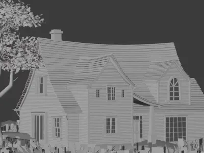 American Style Cottage Exterior 06 Low-poly 3D model