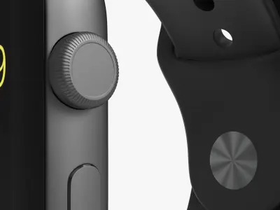 Apple Watch Sport Space Gray 42mm Low-poly 3D model