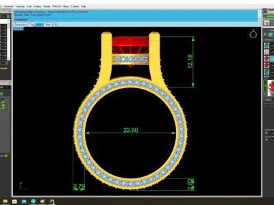 Luxury Round Stone Triple Band Diamond Ring 3D Model 3815 3D print model
