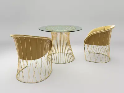 Modern Table and Chair Set 3D model