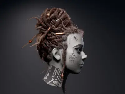 Dreadlocks Realtime Hairstyle - Game Hair Low-poly 3D model