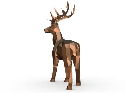 deer low poly polygonal 3D print model