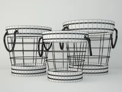 Wireframe Basket Set 3D model