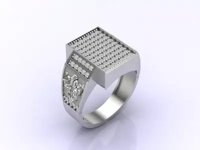 Print Ready STL 3DM  Gents Rings Diamond Men Ring  3D print model 62