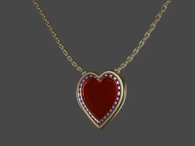 Ruby heart  Necklace 3D print model