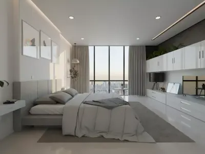 Serenity Morning  Minimalist Bedroom Interior 3D model