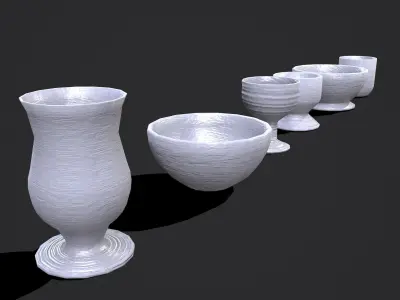 Earthenware Pottery Cups Low-poly 3D model