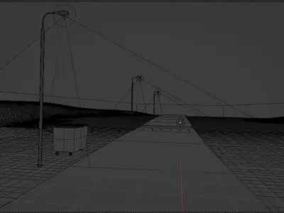 Night Street Free low-poly 3D model