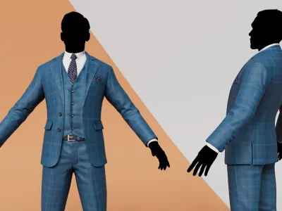 Chibi with Shirt Black shorts Snecker CheckeredBlue  Low-poly 3D model