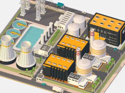 Presenting Nuclear Power Station Low-poly 3D model