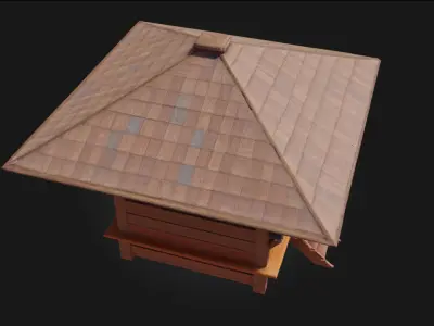 Wooden Pavilion Model  Tranquil Charm in Natural Design 3D model