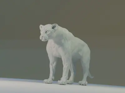 Lion or Lioness - Highpoly Sculpture 3D model in Blender 3D model