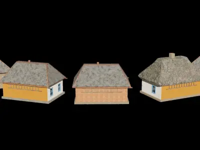 An old village house in 5 variants Low-poly 3D model
