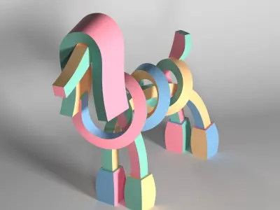 Poodle Pastel - Dog Model Low-poly 3D model