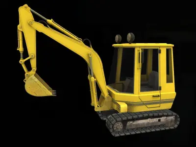 Mini Excavator Low-poly 3D model