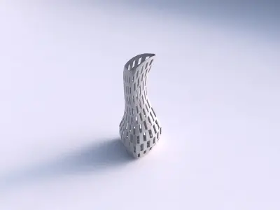 Vase puffy bent triangle with checker grid lattice 3D print model