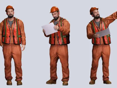 Realistic 3D Construction Worker Character Model Low-poly 3D model