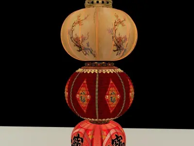 Chinese red lantern 3D model 3