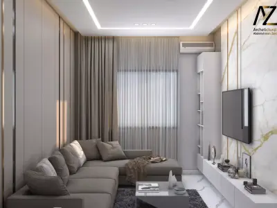 luxury reception and living room 3D model