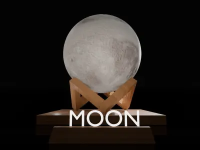 HOUSE DECORATION MOON AND EARTH Low-poly 3D model