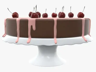 Cake with cherry on top 3D model
