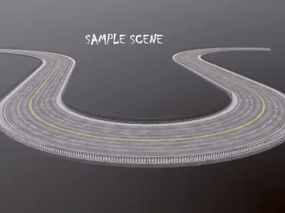 Modular Highway Roads PBR Low-poly 3D model