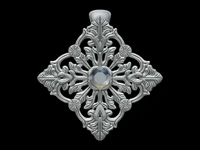 Ornate Diamond Pendant 3D print model