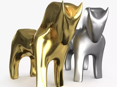 Horse Figurines Statuette Low-poly 3D model